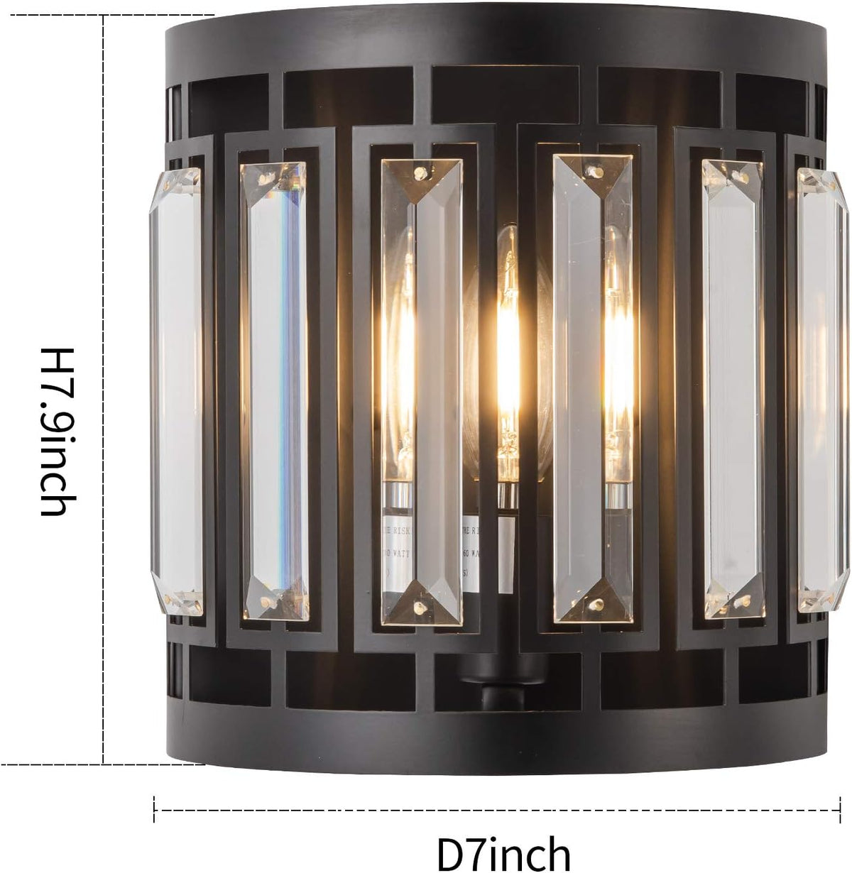 Modern Crystal Wall Sconce 1xE26 Black Vanity Wall Lamp K9 Crystal Wall Light Fixture for Hallway Doorway Bedroom