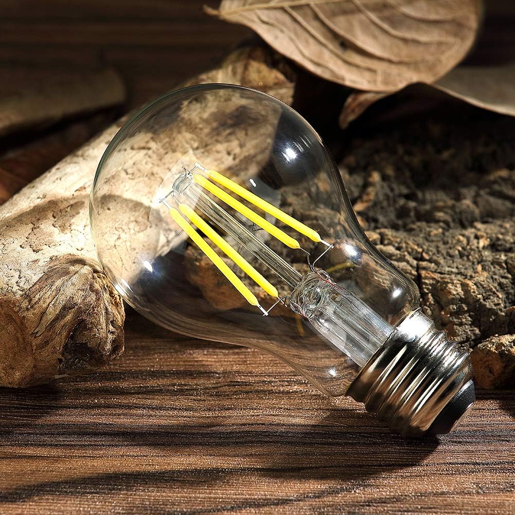 Dimmable 4W Vintage LED Filament Bulb 4000K Daylight White, Edison A19/A60 LED Light Bulbs, 40W Equivalent E26 Medium