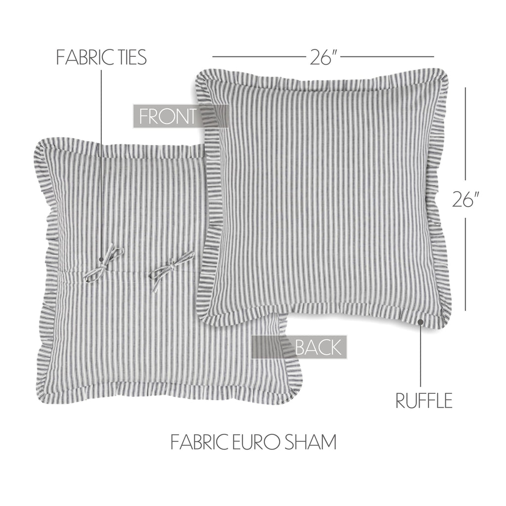 Sawyer Mill Ticking Stripe Euro Sham, Black, 26x26