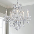 5-Light Maria Theresa-Style Crystal Chandelier, Modern Take for Dining Rooms
