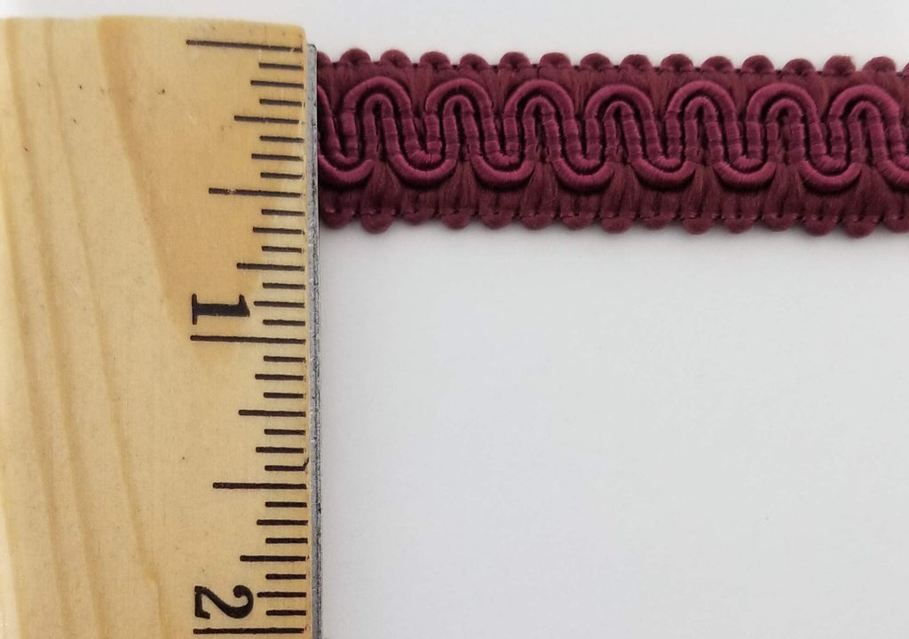 1/2" Scroll Braid Gimp w/Backing - 10 Continuous Yards - Many Color Options! (Wine)