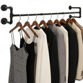 Industrial Pipe Clothing Rack, 53.1 Inch Wall Mounted Clothes Rack, Space-Saving Detachable Heavy Duty Garment Rack