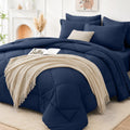 Comforter Set 7 PCS, Navy Blue Bed Set, Soft Bed in a Bag