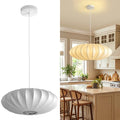 Inspired Nelson Style 15.8in Lantern Pendant Light, White Imitation Silk Bubble Pendant Light