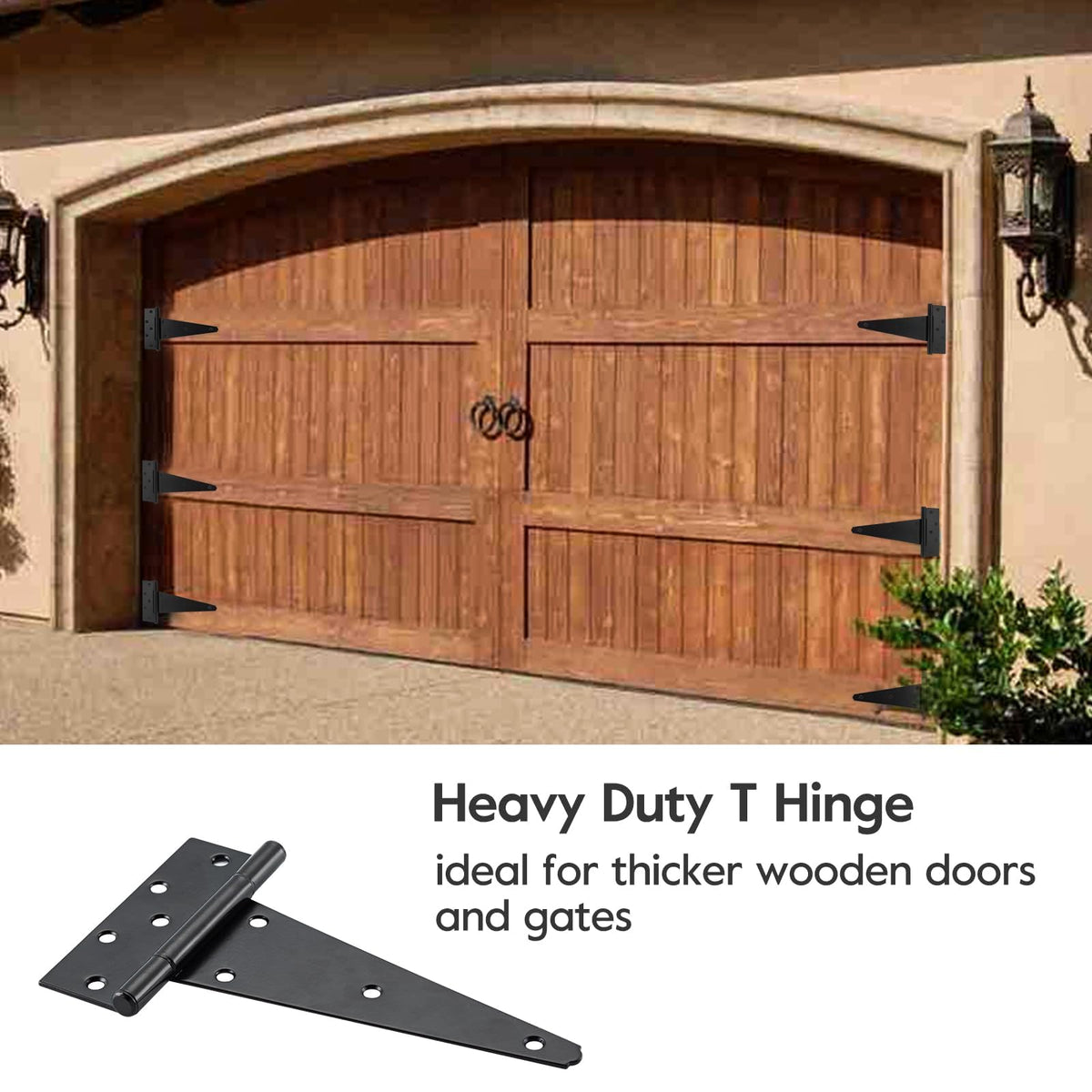 10" Heavy Duty Gate Hinges, 4 Pack T Strap Hinges