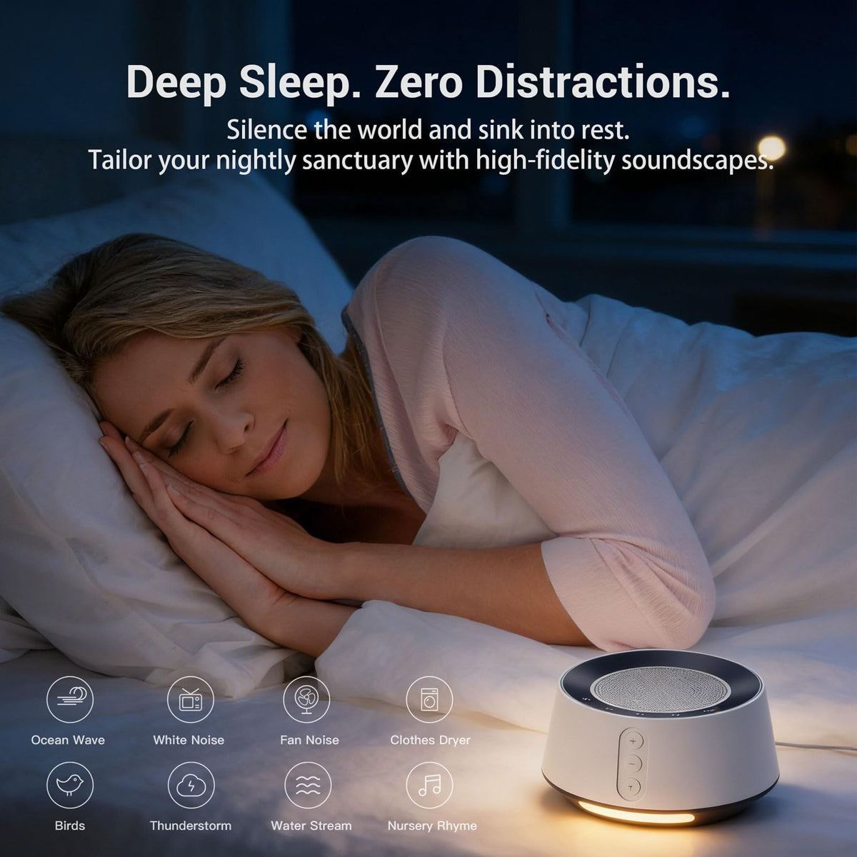 White Noise Machine with Night Light - 20, 10 Color Lights, 5 Timer Settings & Memory Function, Portable Sleep Sound