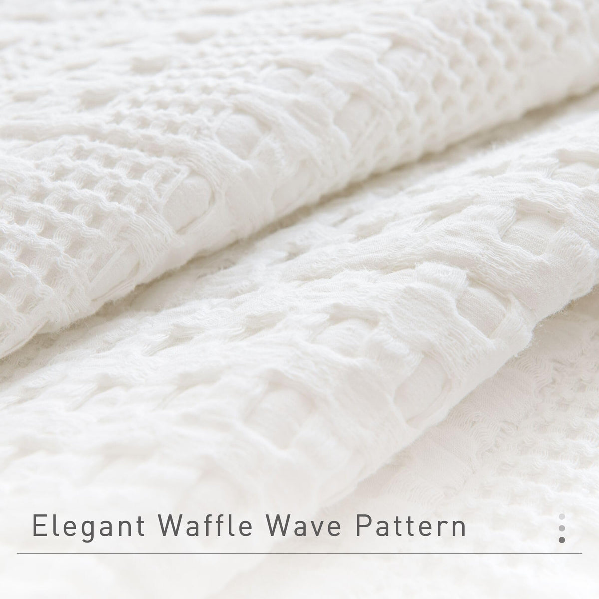 Cotton Quilt 110"x98", White Waffle Weave Bedspread, 3 Pieces Lightweight Ultra Soft Farmhouse