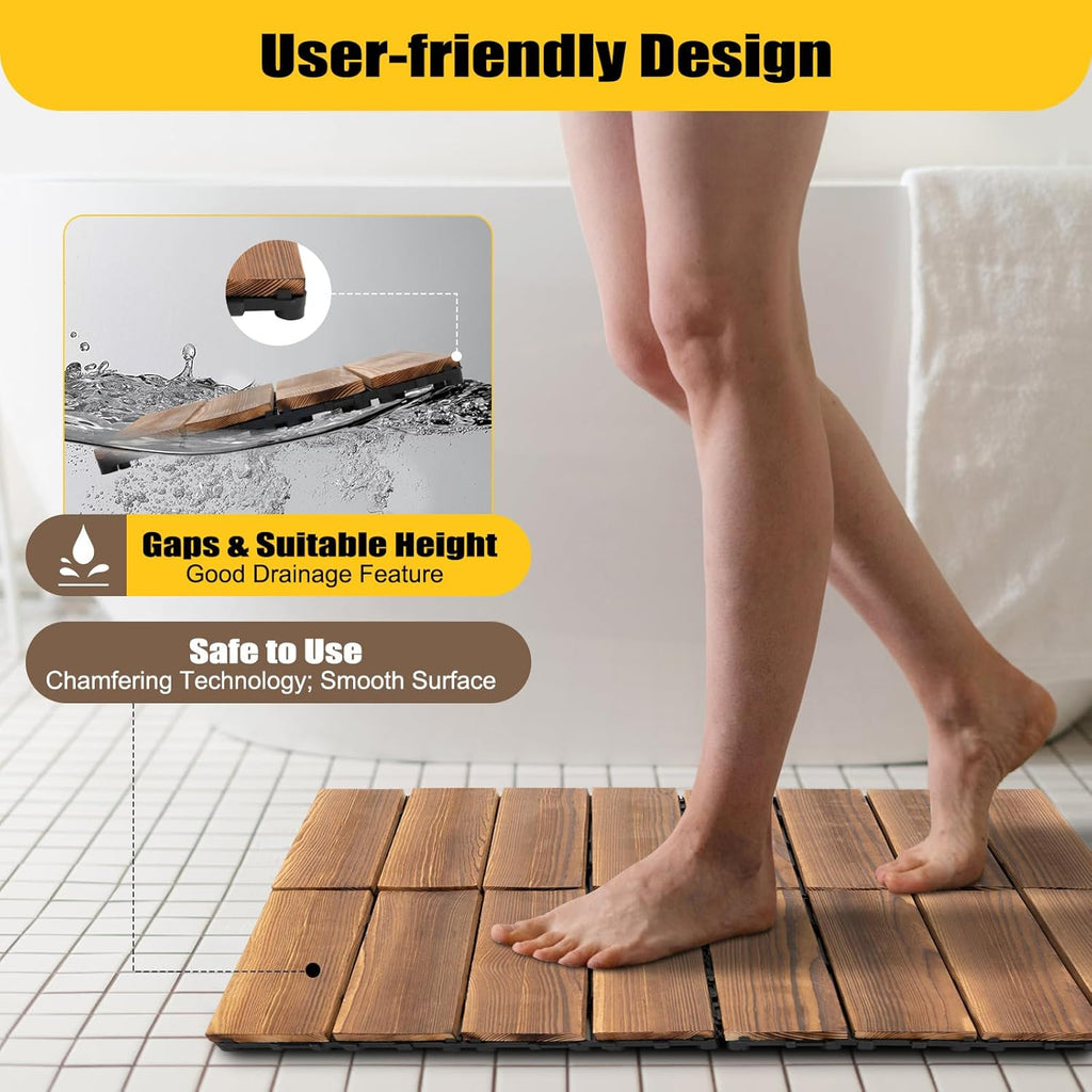 36 Pack 12"X12" Interlocking Deck Tiles Outdoor, Wood Composite Deck Tiles, Flooring Waterproof Patio Tiles Outdoor