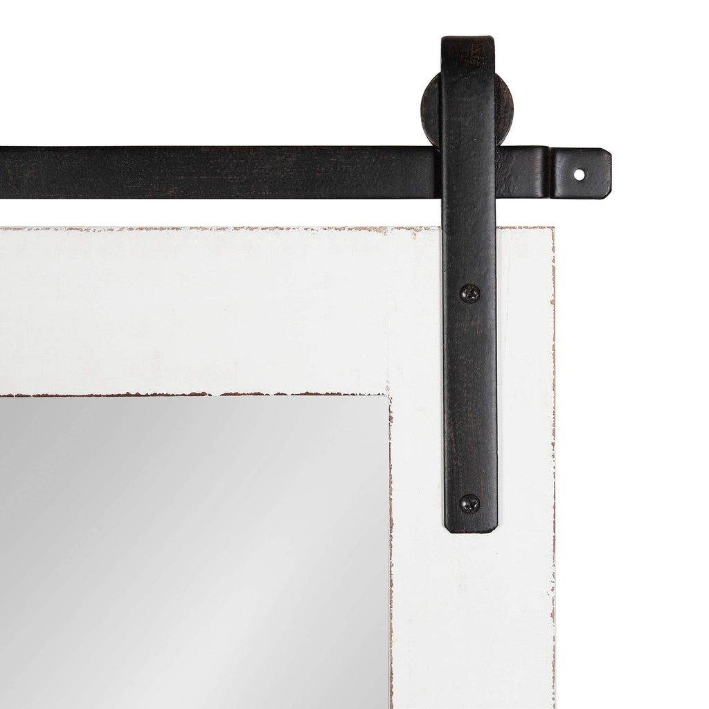 Cates Farmhouse Wood Framed Full Length Panel Mirror, 18 x 50, White, Barn Door-Inspired Rustic Mirrors for Wall