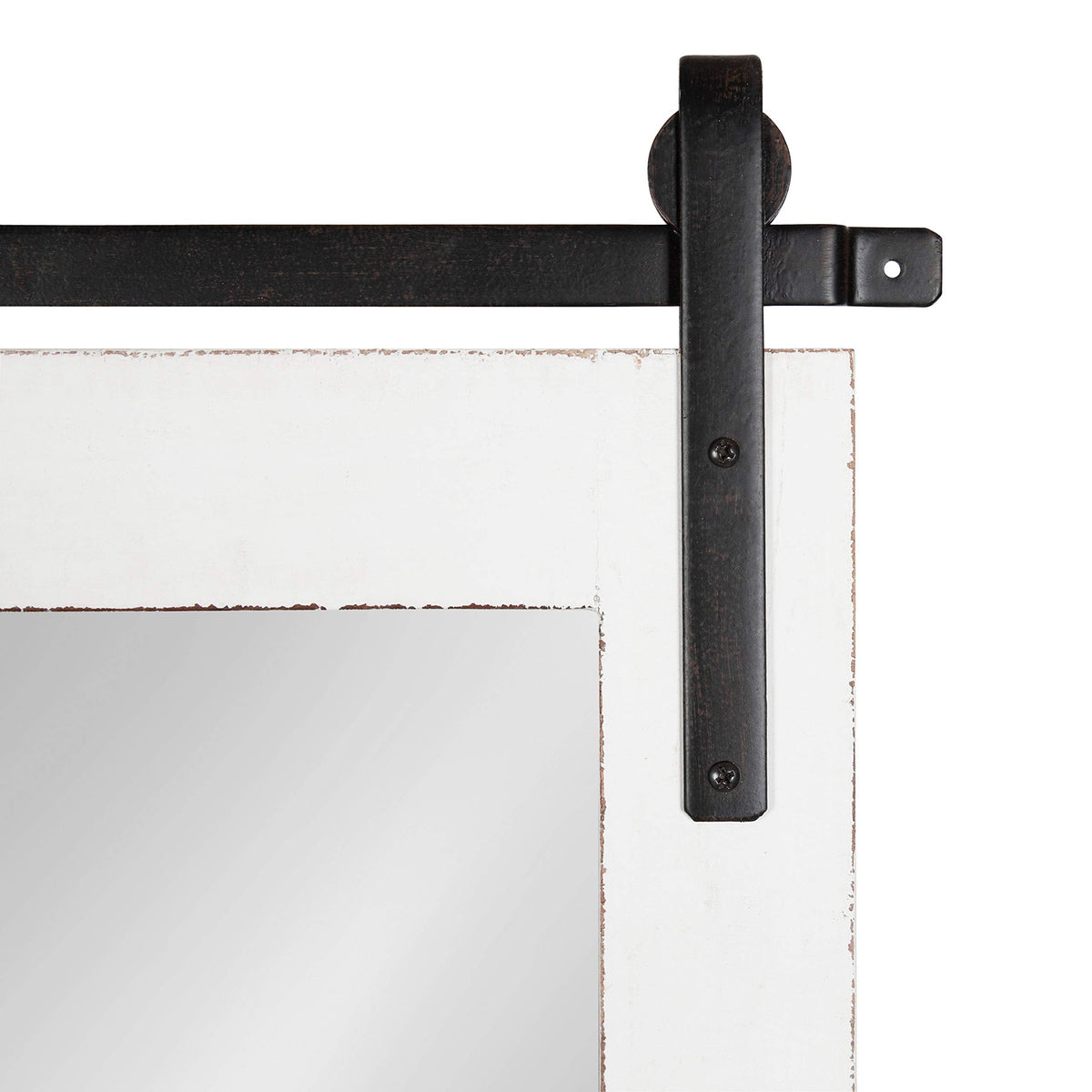 Cates Farmhouse Wood Framed Full Length Panel Mirror, 18 x 50, White, Barn Door-Inspired Rustic Mirrors for Wall