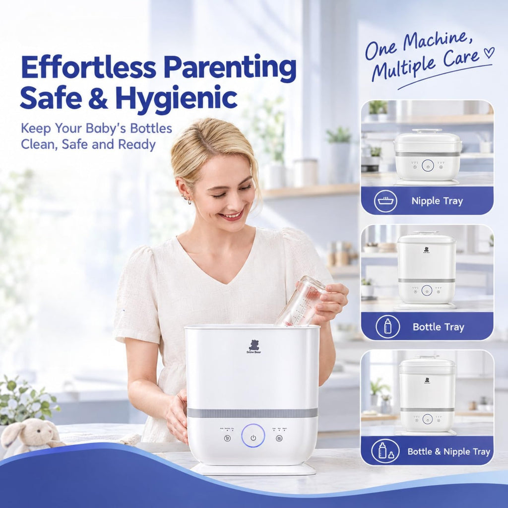 Baby Bottle Sterilizer and Dryer with Touchscreen, 6-in-1 Steam Bottle Sterilizer for Baby Bottles Pacifier, Breast