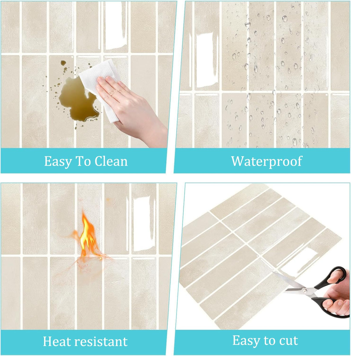 10 Pack Peel and Stick Backsplash Tiles, Waterproof 3D Stickers