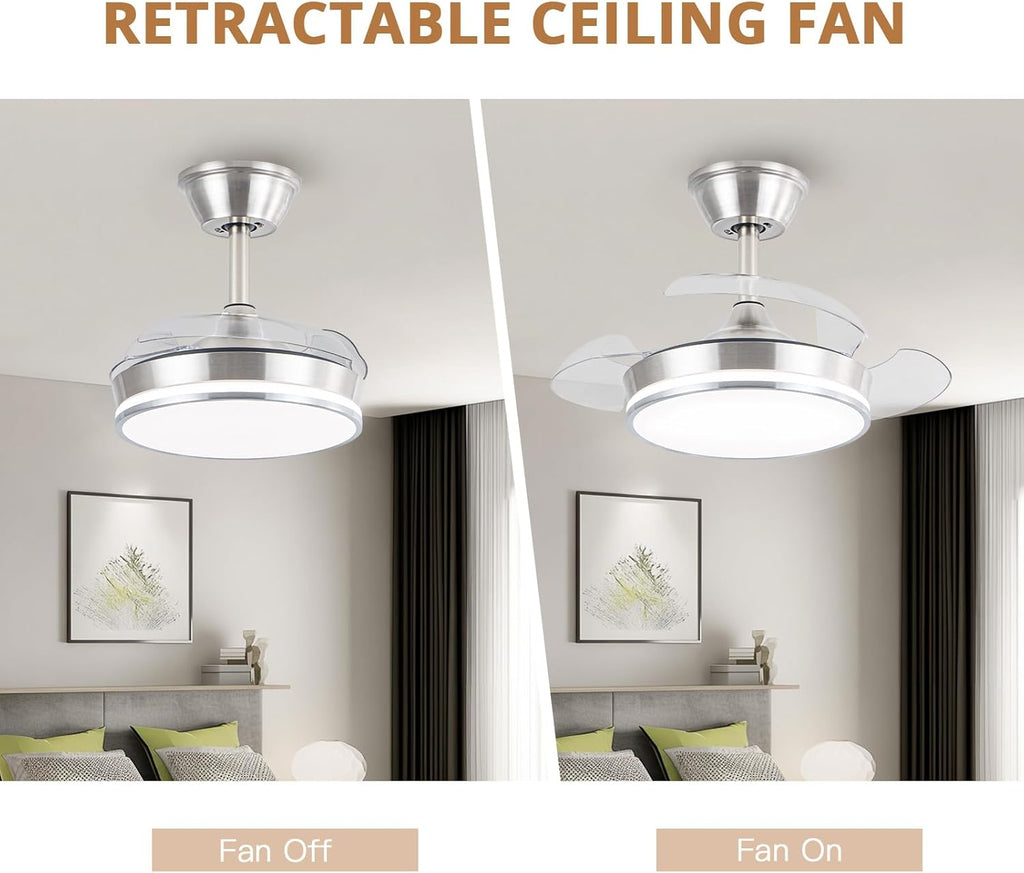 30" Retractable Ceiling Fan with Light & Remote
