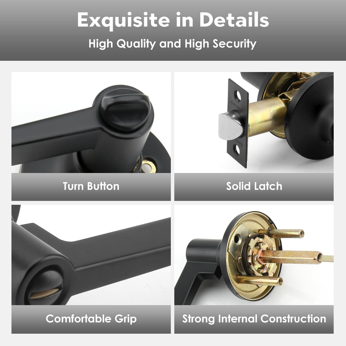 Privacy Keyless Bathroom Door Handle Lock Without Key