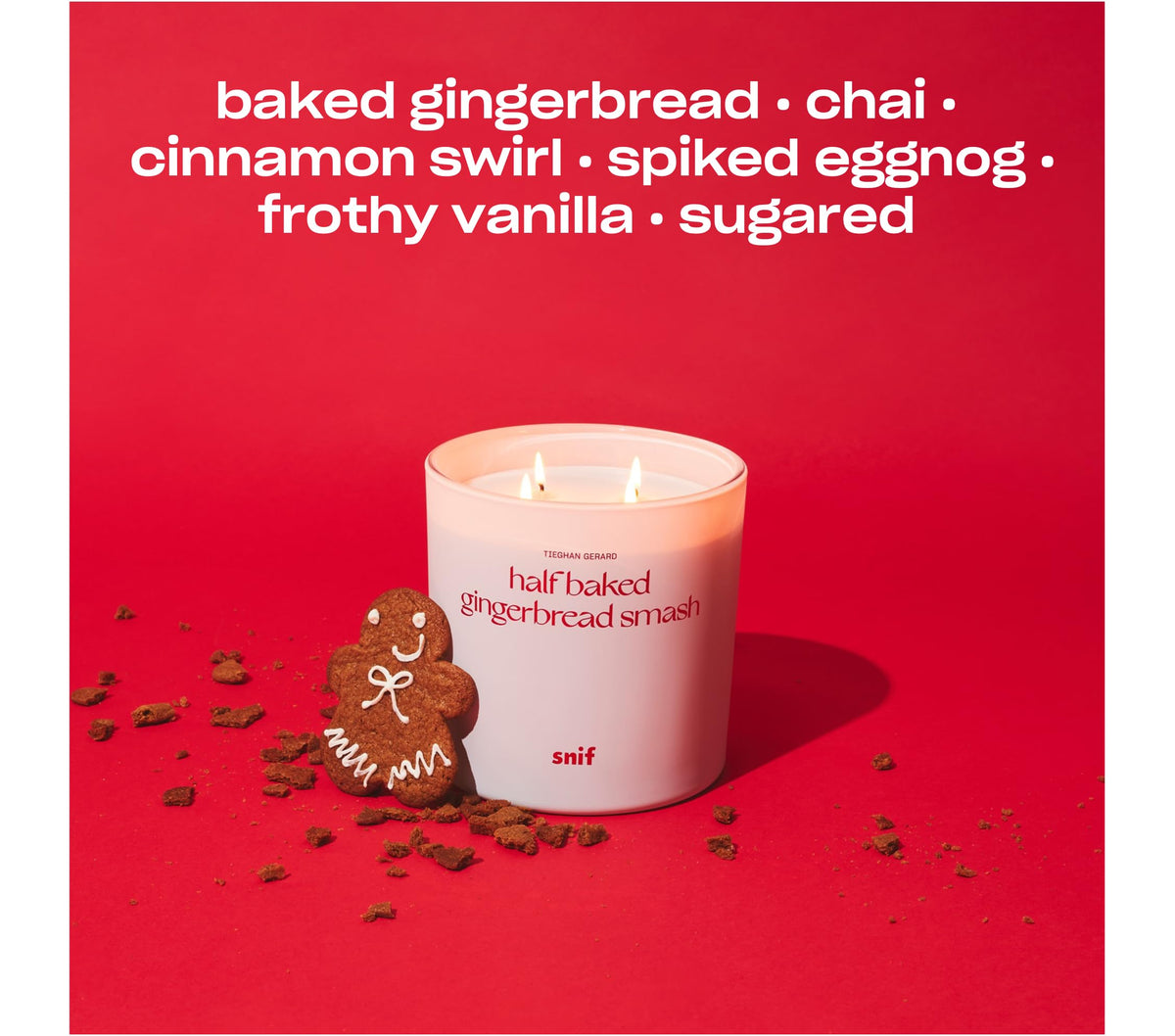 Half Baked Harvest Gingerbread Smash Holiday Scented Candle by, Gourmand, Spicy, Vanilla Scent, 50+ Hours, 100%