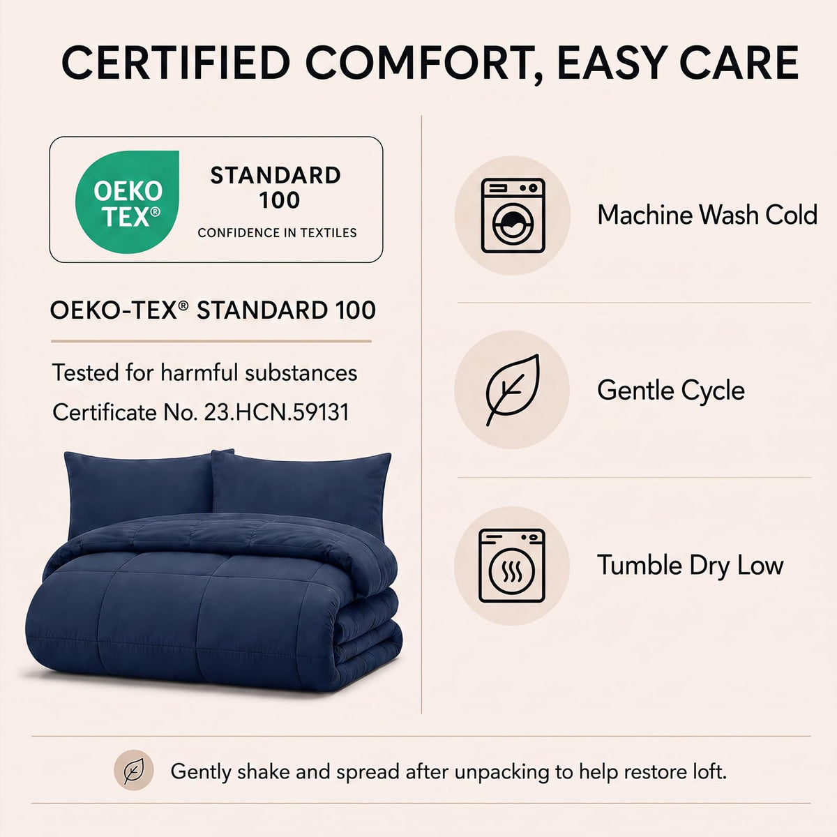 Comforter Set Navy Blue - 5 Pieces Bed in a Bag