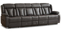 4 Seat Reclining Sofa with Console, Faux Leather, Brown