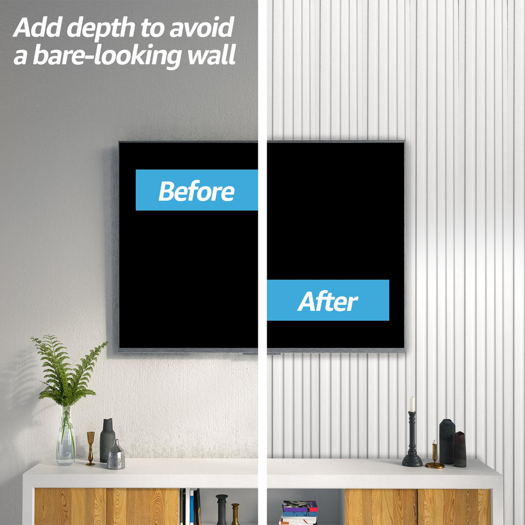 108 x 6 in WPC Wood Slat Wall Panels, 3D Wall Accents, 8-Pack, White