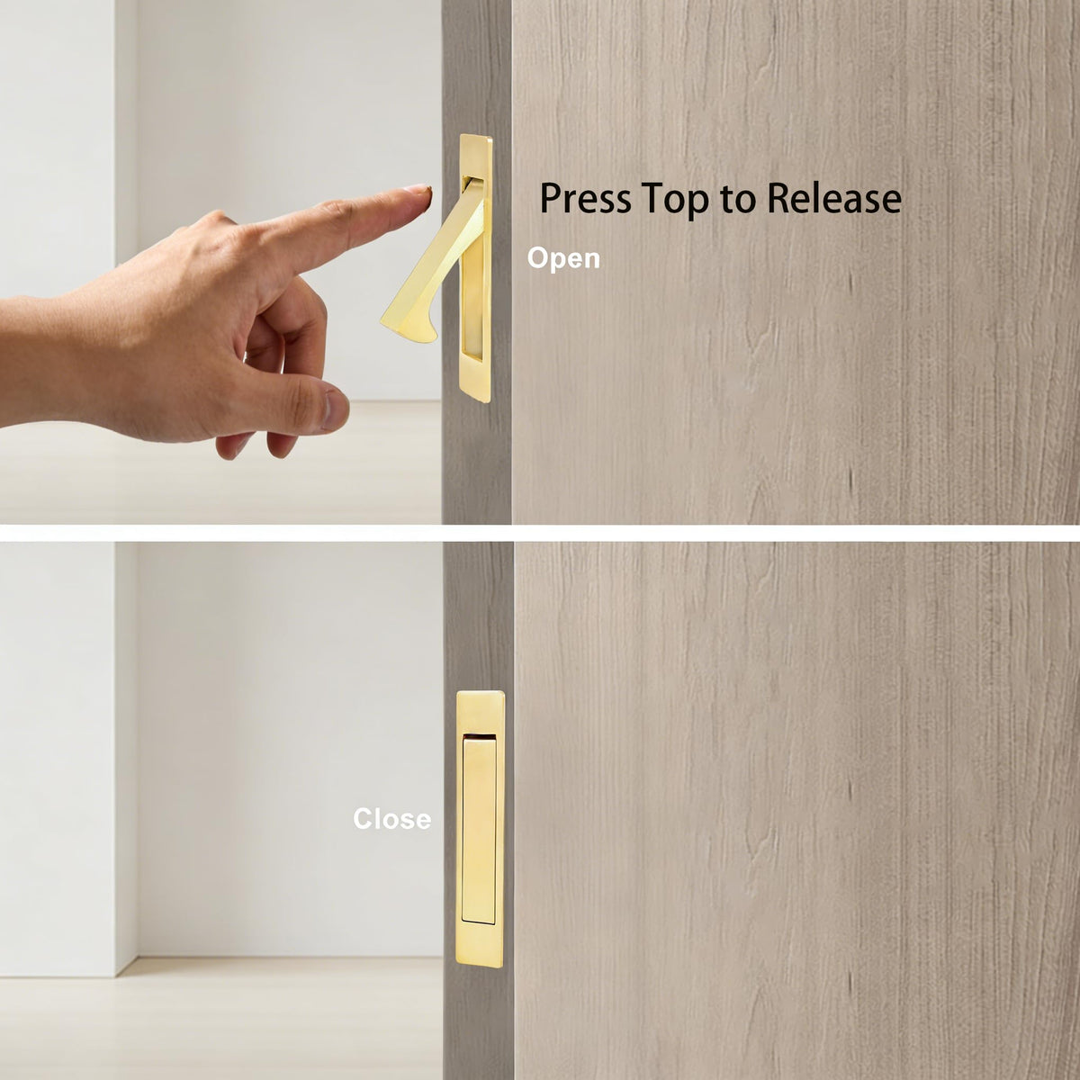Pocket Door Handles Edge Pull,Flush Finger Hardware,Satin Brass,5