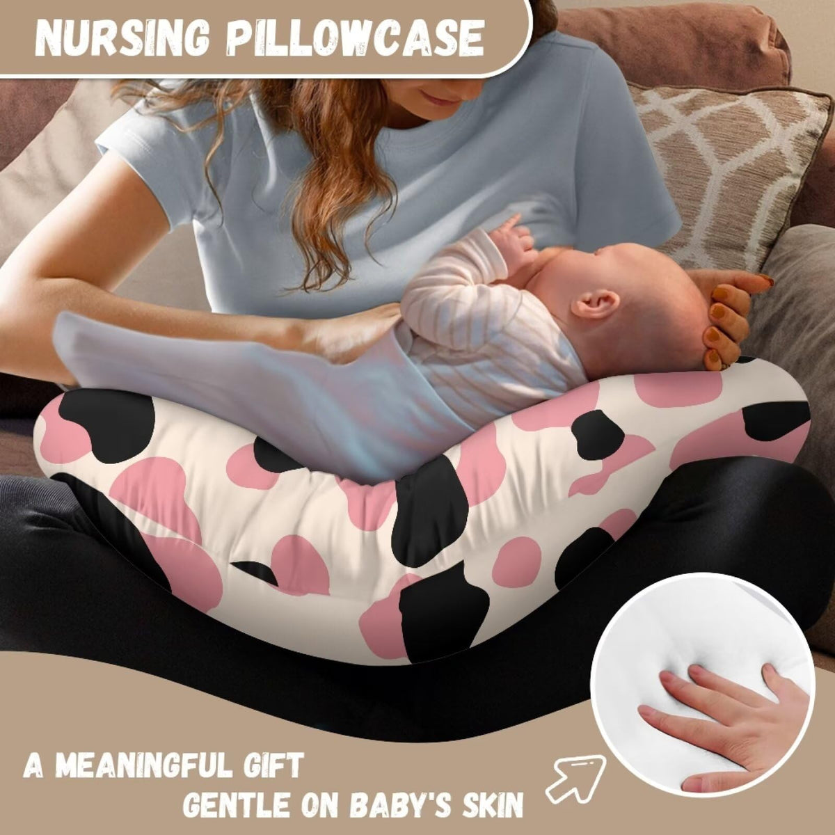 Multi Pink Color Cow Stripes Breastfeeding Pillow Cover Nursing Pillow Cover Cuddle Pillow Slipcover Detachable