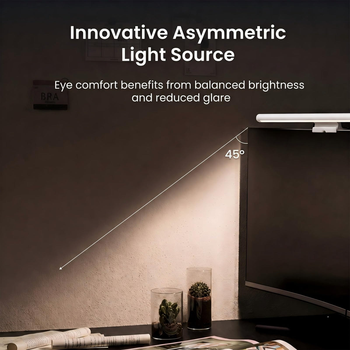 Monitor Light Bar with Remote, Computer Monitor Lamp Gaming, 250LM No Glare Eye-Care Screen Bar, Touch Control USB