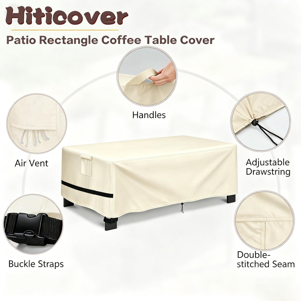 Outdoor Coffee Table Cover Rectangle, 48"L x 32"W x 16"H