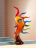 Murano-Style Hand bolow Art Glass face sculptuer - 17.31" Tall Mouth-Blown Crafts Home Office Bedroom Living Room