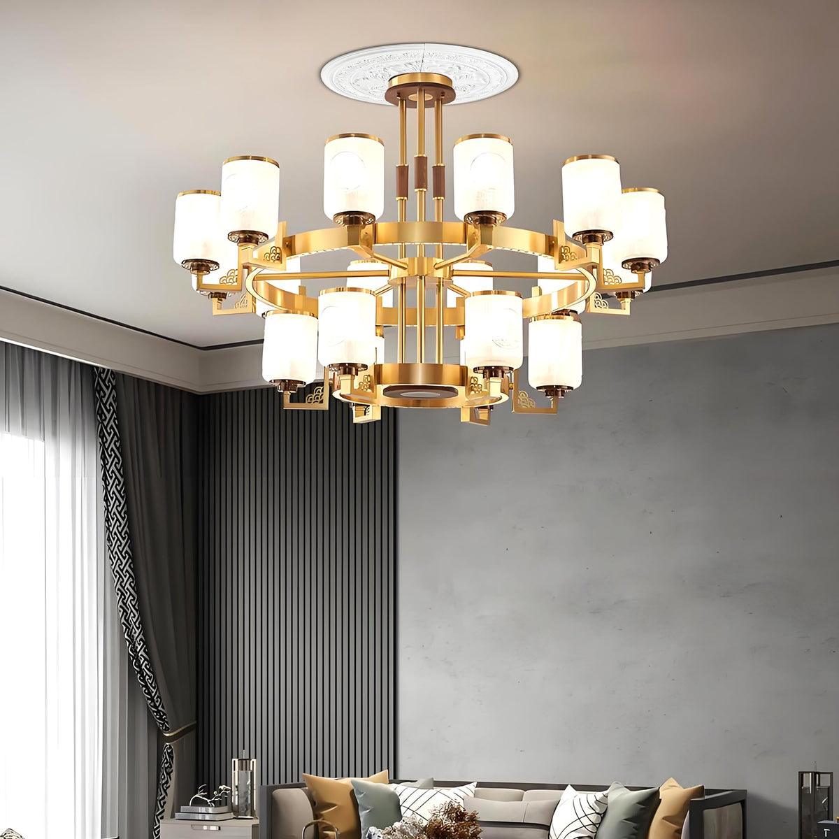 15-3/8" Split Ceiling Medallion, White Primed Light Fixture Canopy