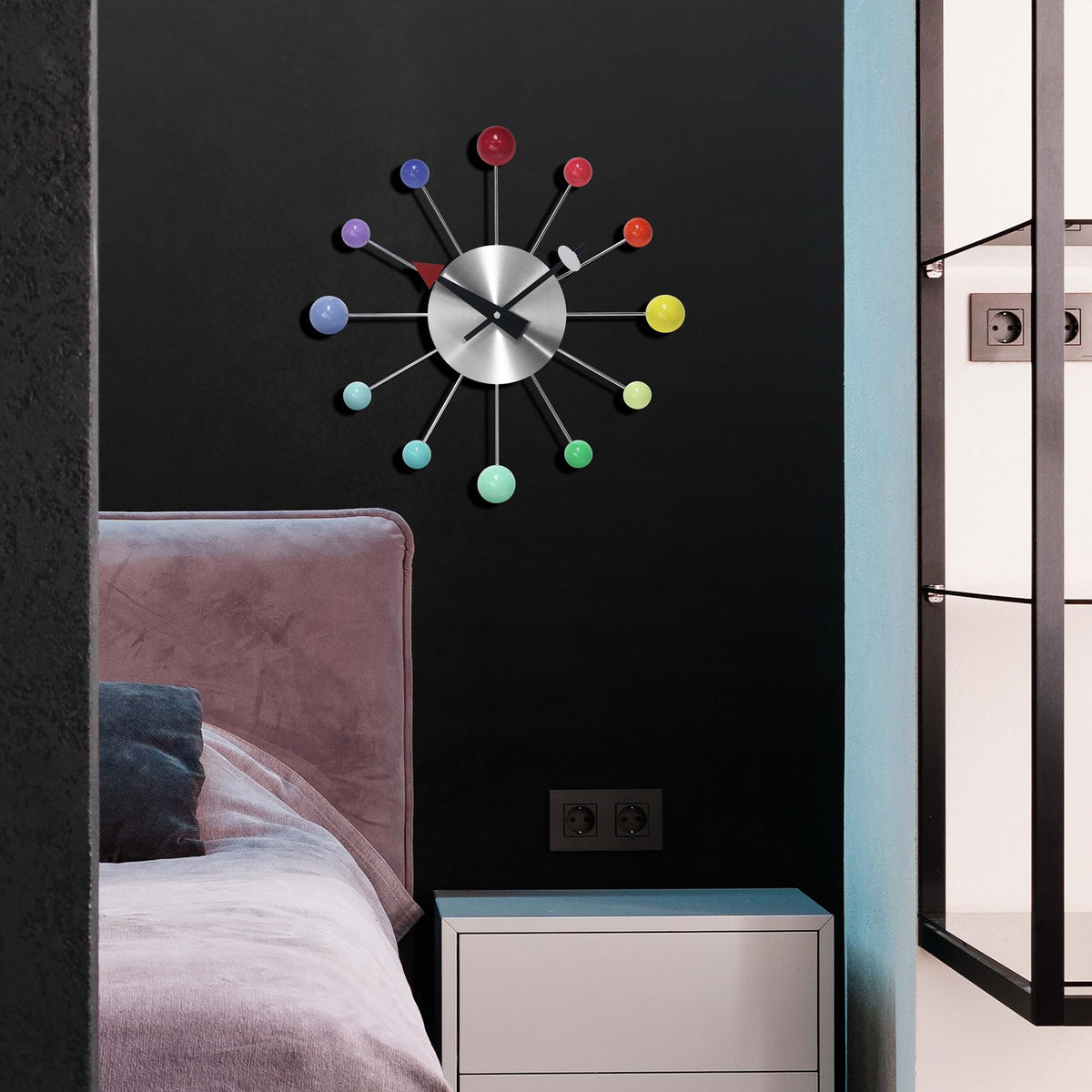 Inspired Nelson Style LTD. Orb Spoke Starburst Wall Clock, Rainbow, 15"