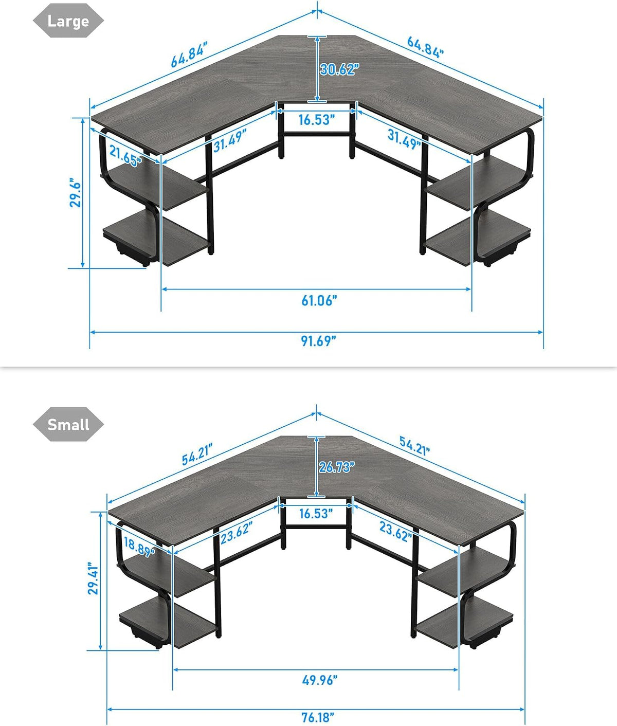 L Shaped Desk with Shelves,64.84" Large Gaming Corner Desk | Modern Computer Desk with Spacious Desktop, 4-Tier Open