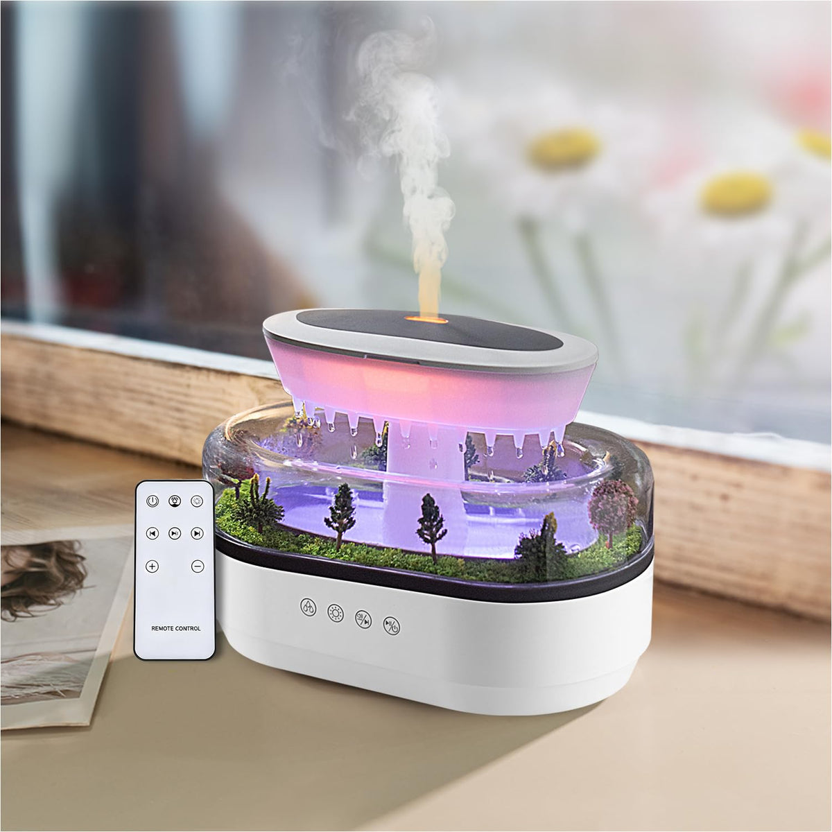 Rain Diffuser Essential Oil Diffuser, Cloud Humidifier Rain Water Drip Humidifier with Drip Music Micro