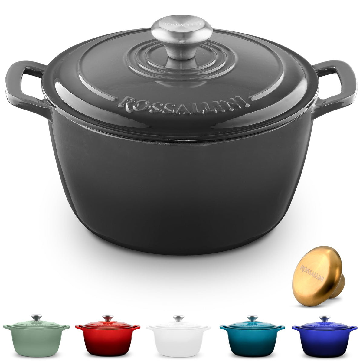 Enameled Cast Iron Round Dutch Oven with Lid, 10 Qt, Oyster Grey