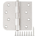 12 Pack Brushed Nickel Door Hinges 4" Square Rounded & 5/8" Radius Corners