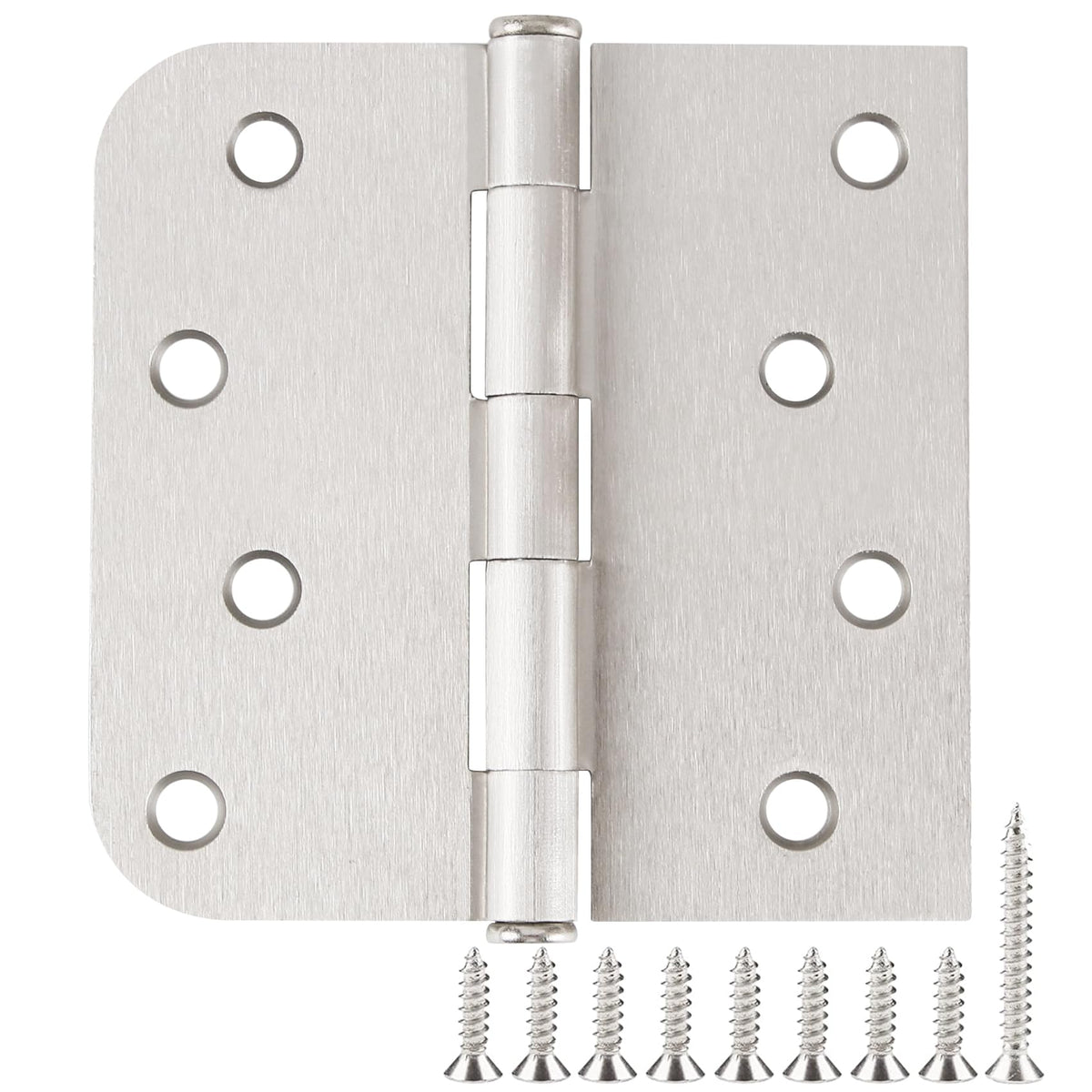 12 Pack Brushed Nickel Door Hinges 4" Square Rounded & 5/8" Radius Corners