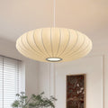 Inspired Nelson Style Lantern Pendant Light White Imitation Silk Bubble Saucer 20in
