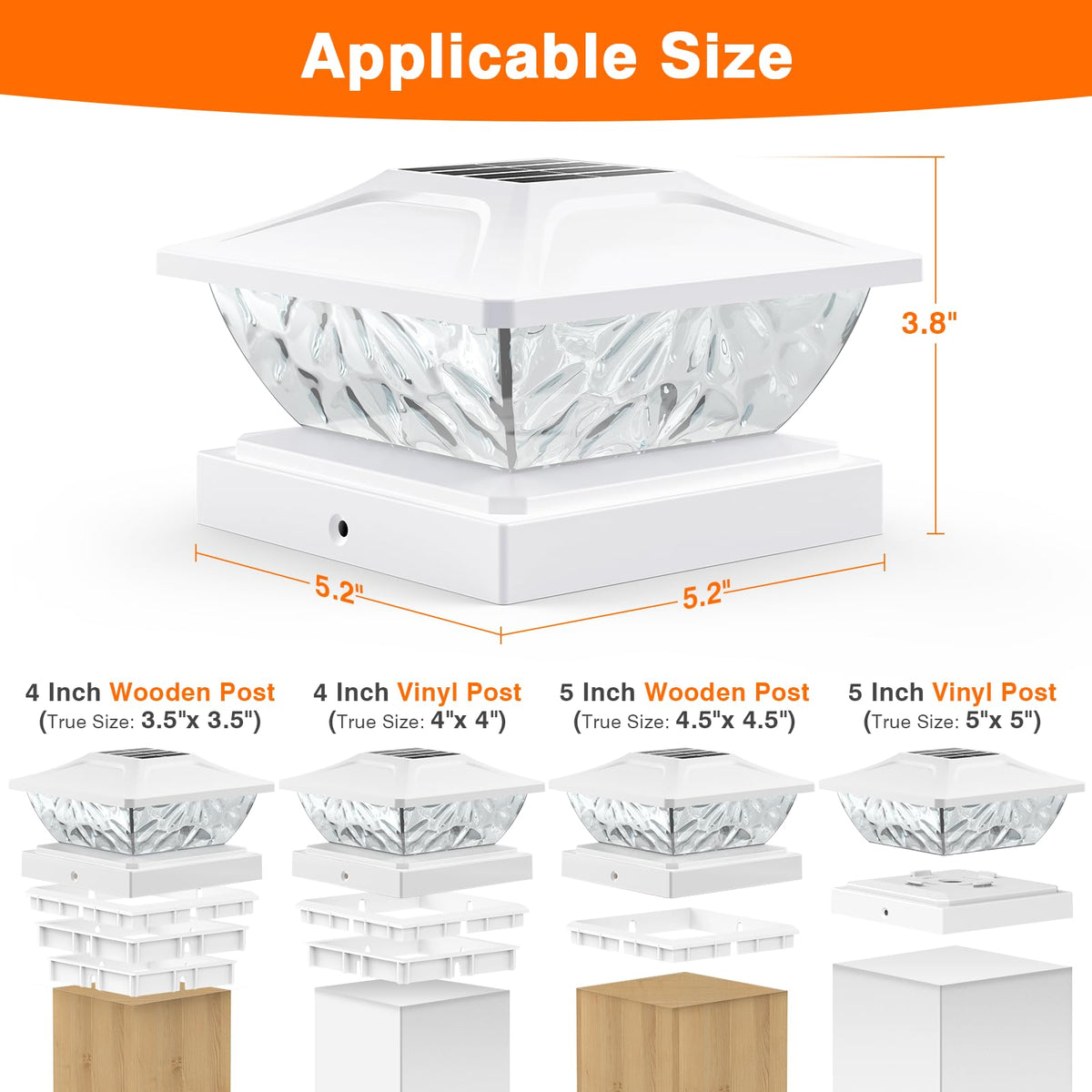 Solar Post Cap Lights Outdoor 6 Pack, 2 Modes Bright Fence Post Solar Lights Outdoor Waterproof, Deck Fence Post Cap