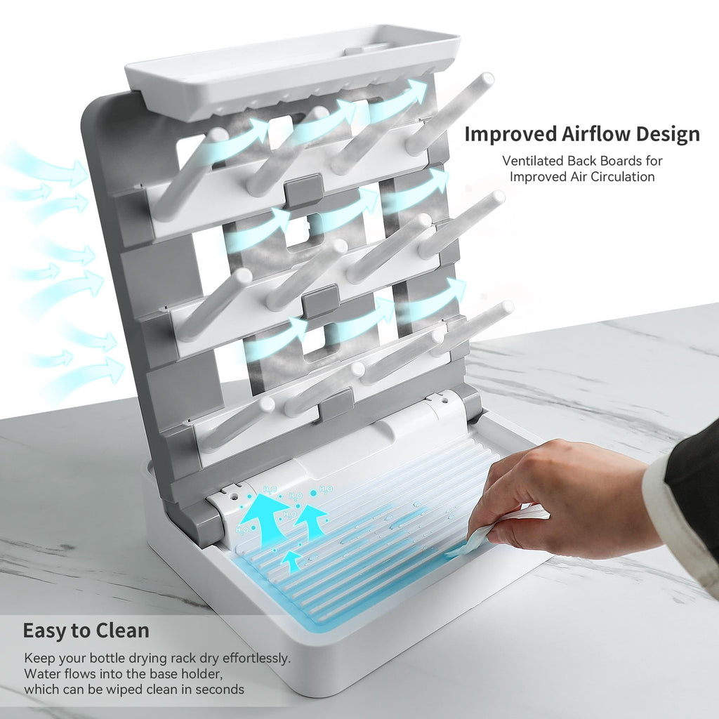 Baby Bottle Drying Rack, Vertical Standing Bottle Dryer Rack Holder-Space Saving Baby Bottle Drying Rack for