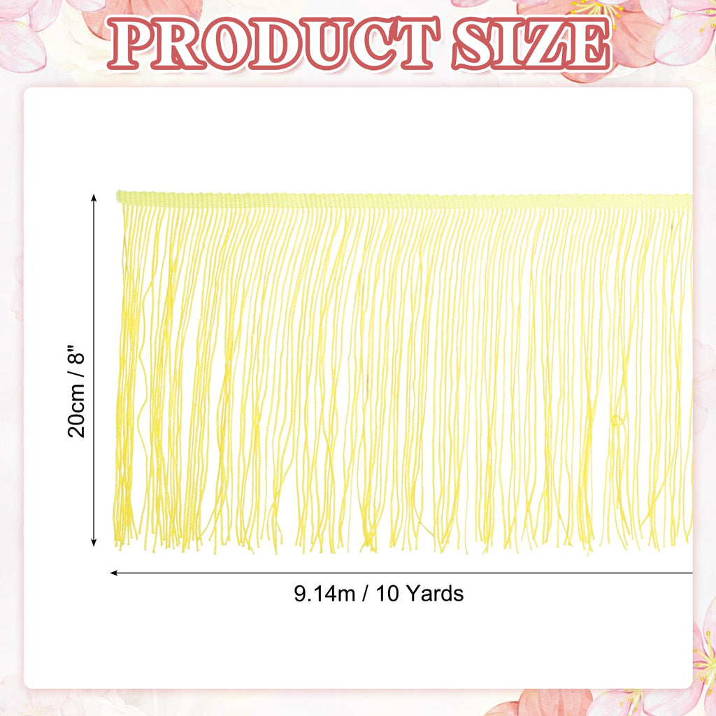 8 Inch Fringe Trim Tassel Sewing Trim, Polyester Chainette for DIY Craft Clothing Accessories Latin Wedding - 10 Yards