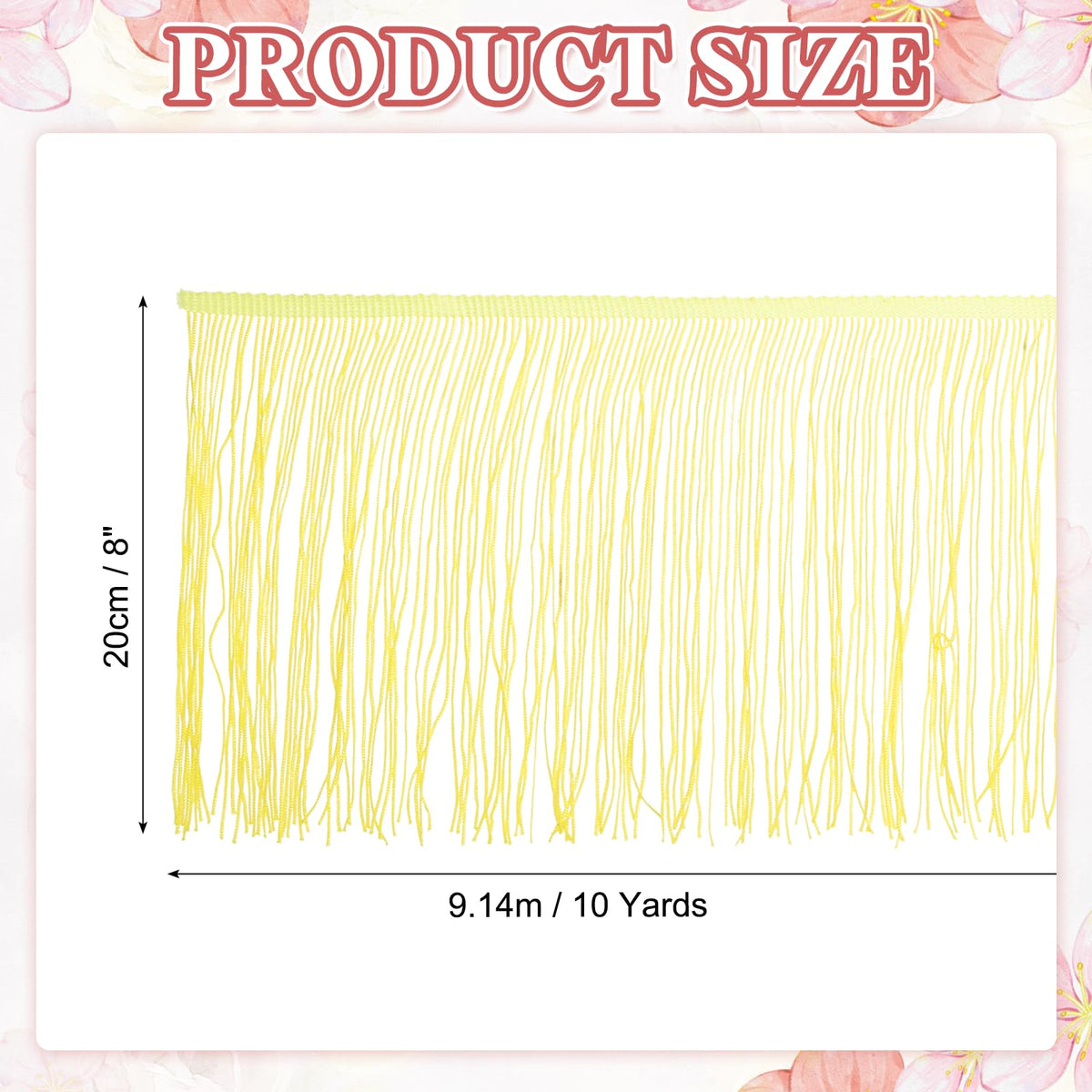 8 Inch Fringe Trim Tassel Sewing Trim, Polyester Chainette for DIY Craft Clothing Accessories Latin Wedding - 10 Yards