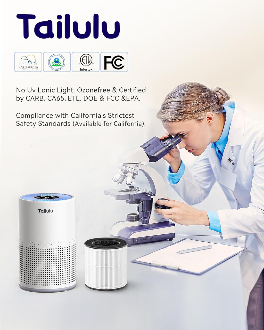 Air Purifiers for Bedroom Home Pets 1200 Ft², H13 True HEPA Air Filter Portable Air Purifier with 12dB Sleep Mode