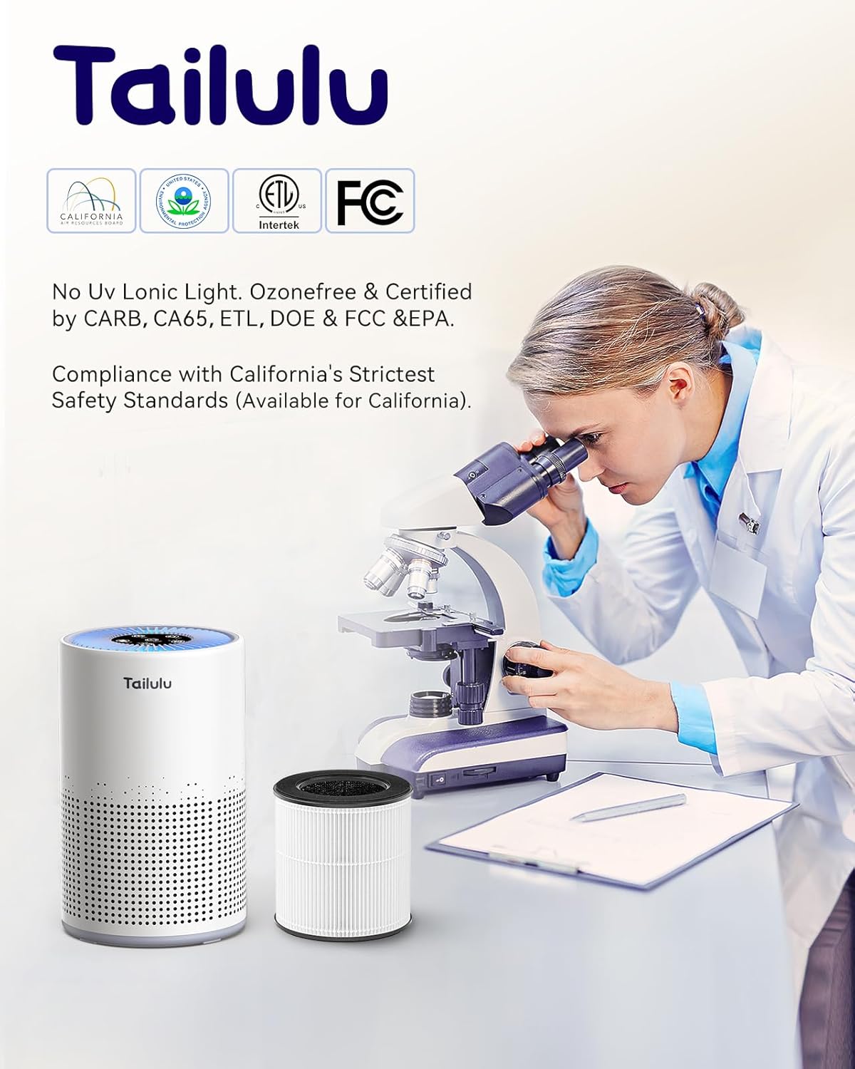 Air Purifiers for Bedroom Home Pets 1200 Ft², H13 True HEPA Air Filter Portable Air Purifier with 12dB Sleep Mode