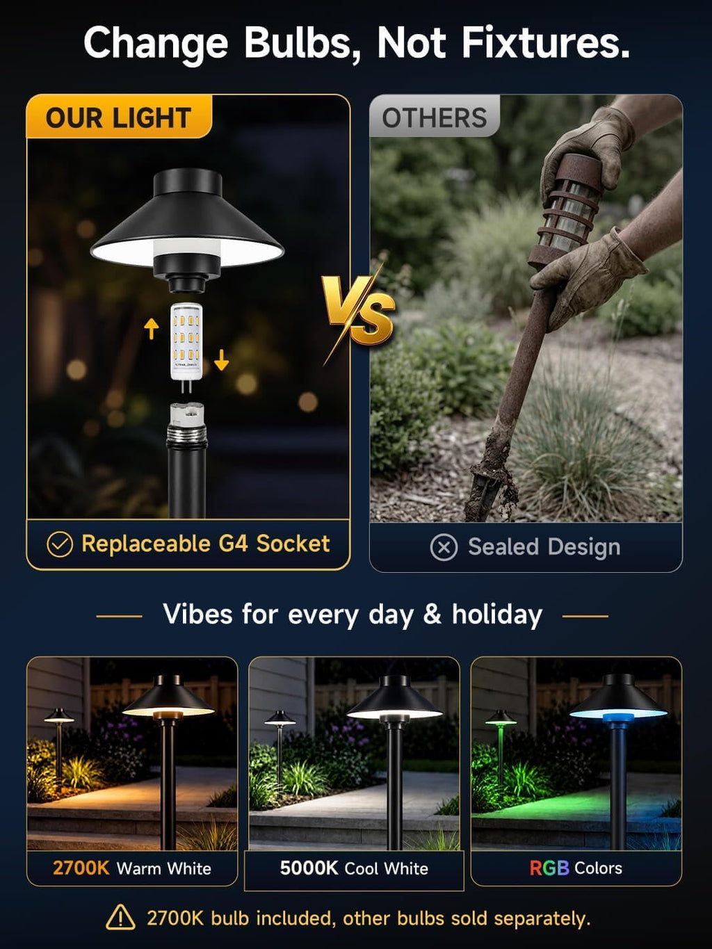 Solid Brass Low Voltage Hat-Top Path Light, Black, G4 2700K 4Pk