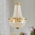 Mini French Empire Crystal Chandelier, 4-Light Compact Fixture for Hallways