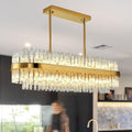 Twenty-Light Gold Rectangular Modern Crystal Chandelier