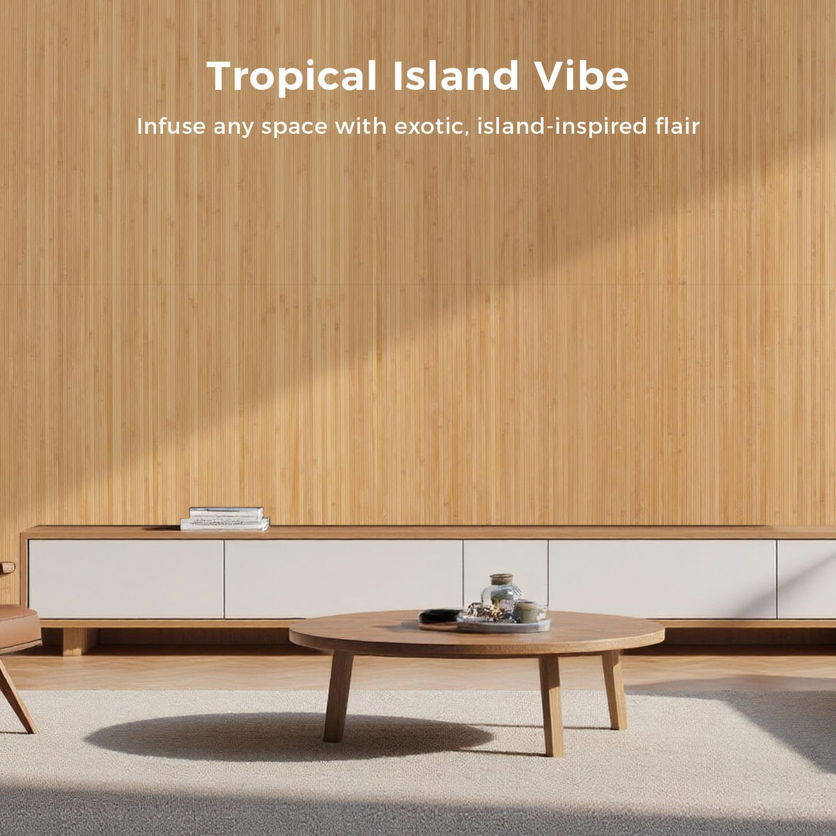 2-Pack Natural Bamboo Wall Panel, 96''x48'', Twinned Carbides