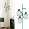 Dimmable Floor Lamp, Industrial Floor Lamps, Green Tree Lamp Standing Lamp Tall Lamps with 3 Elegant Teardrop Cage