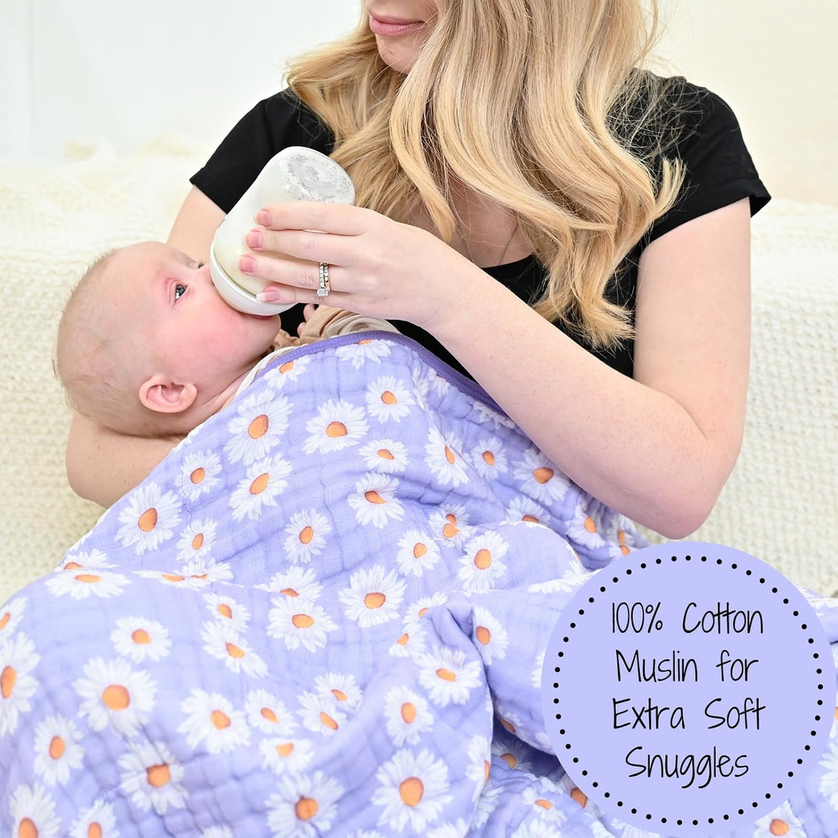 Muslin Baby Blanket, 100% Organic Cotton, Soft Baby Girl Blanket
