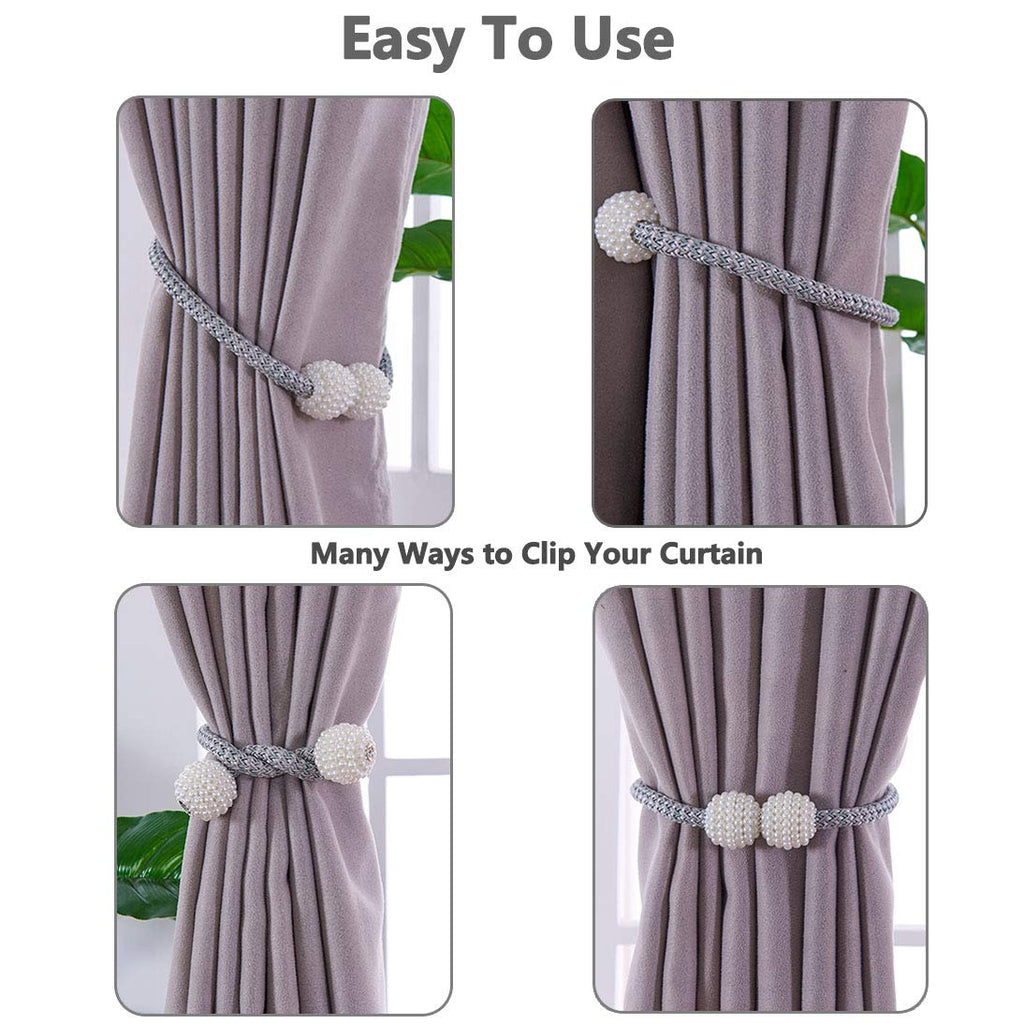 Magnetic Curtain Tiebacks, Decorative Curtain Holdbacks for Window Décor (Teal) - 6 Pack