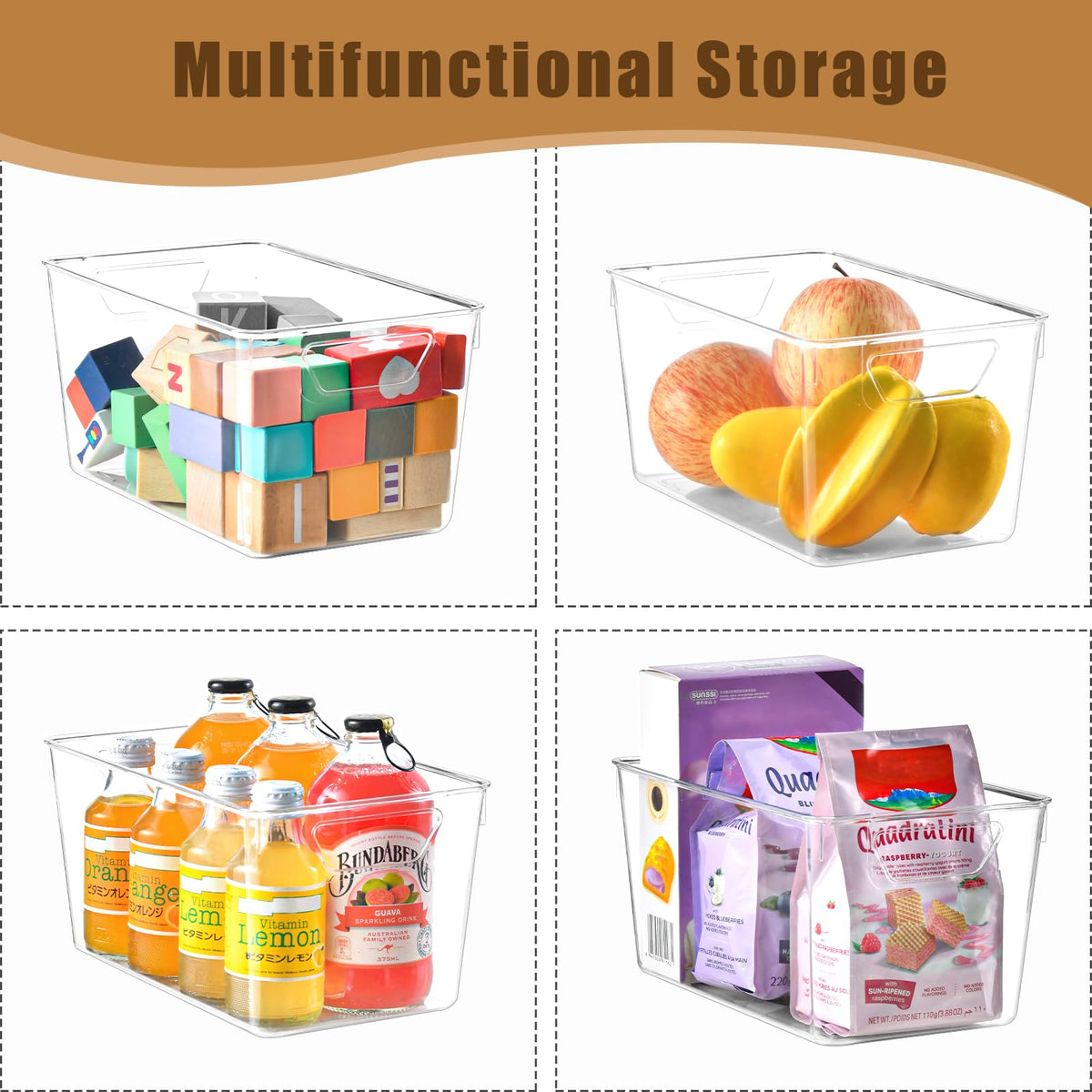 12 Pack Pantry Organization and Storage,Clear Plastic Storage Bins