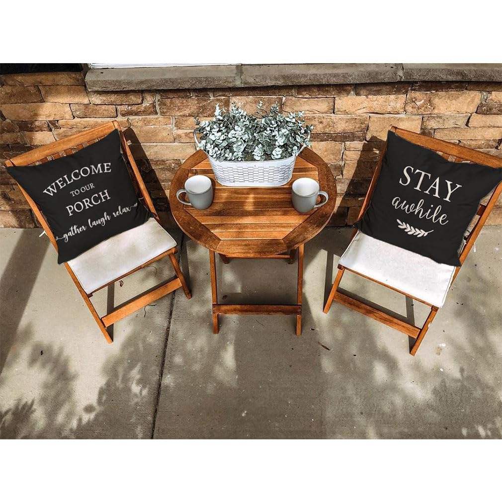 Outdoor Throw Pillow Covers 20x20 Inch Set of 2, Black
